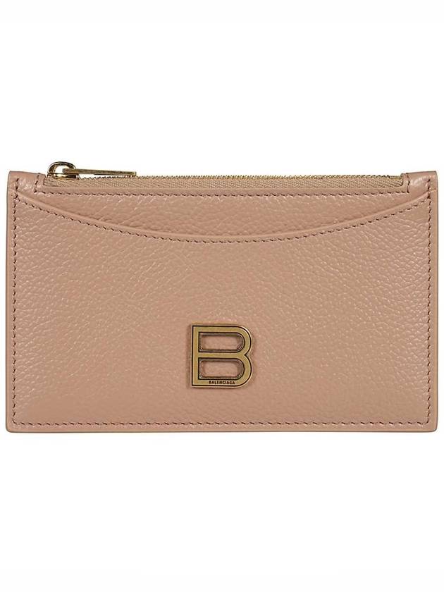 Luxury Balenciaga Hourglass Gold B Logo Zipper Long Card Wallet Beige
