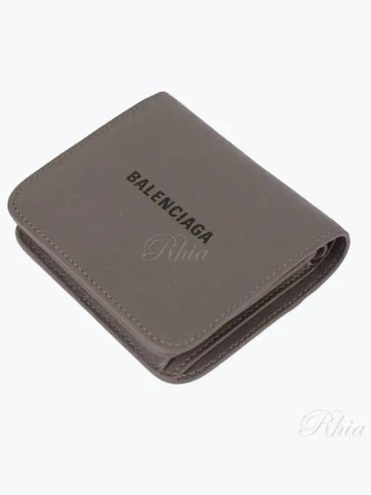 Luxury Balenciaga Logo Coin Pocket Flap Half Wallet Medium Grey
