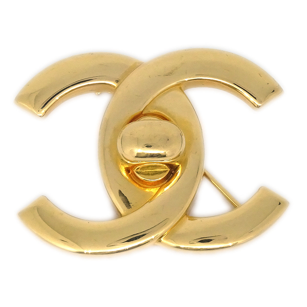 ★Luxury Chanel 1996 CC Turnlock Brooch Large