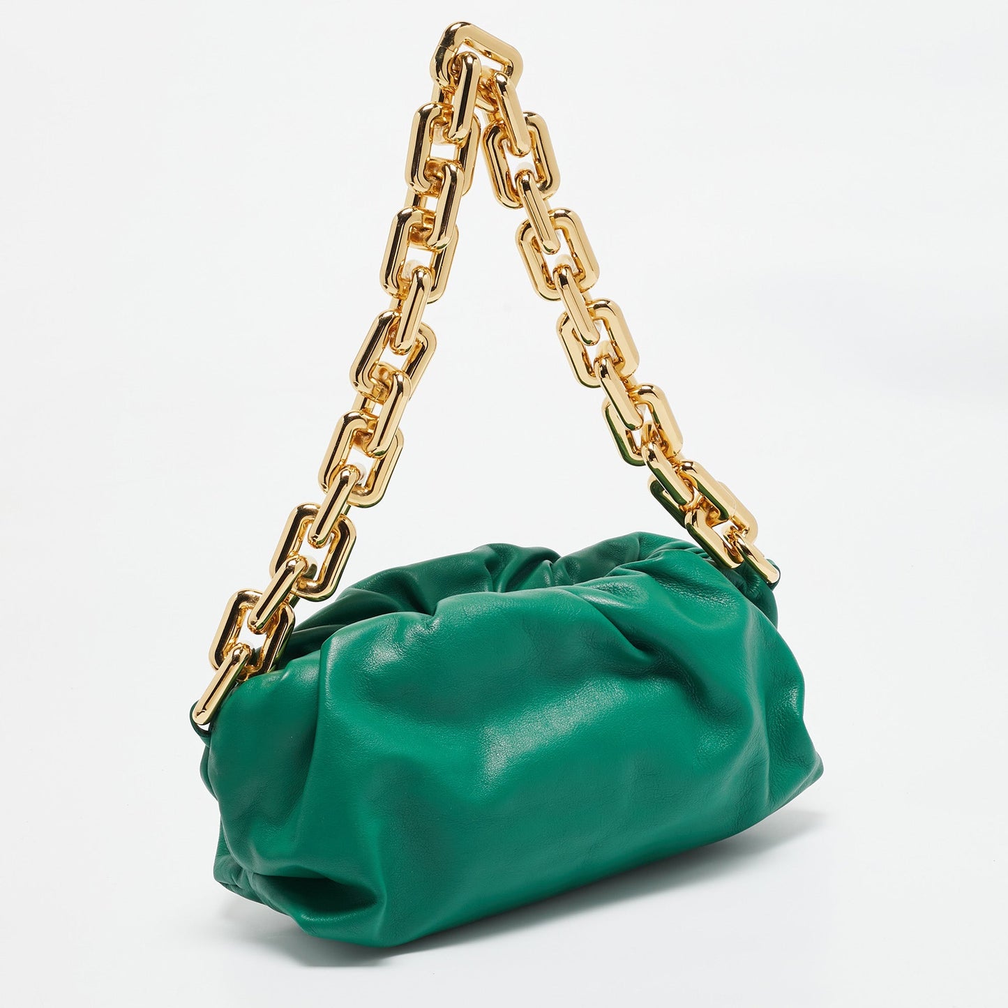 Luxury Bottega Veneta Green Leather The Chain Pouch Bag