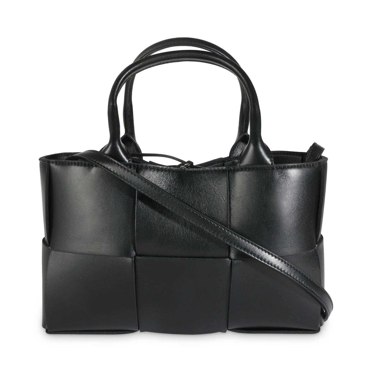 Luxury Bottega Veneta Black Intrecciato Nappa Mini Arco Tote