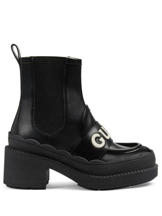 Luxury Gucci Trending 2025 Lettering Logo Leather Chelsea Boots Black