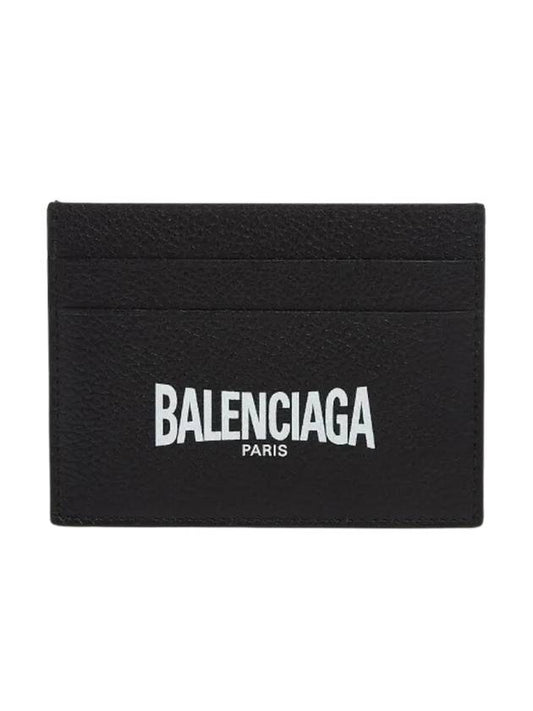 Luxury Balenciaga Logo Print Card Wallet Black