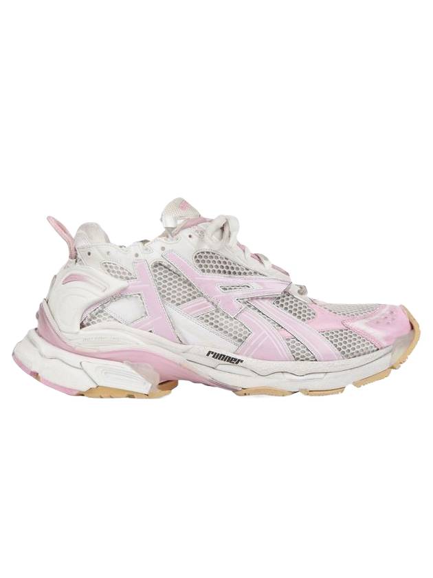 Luxury Balenciaga Effect Mesh Runner Low Top Sneakers White Pink