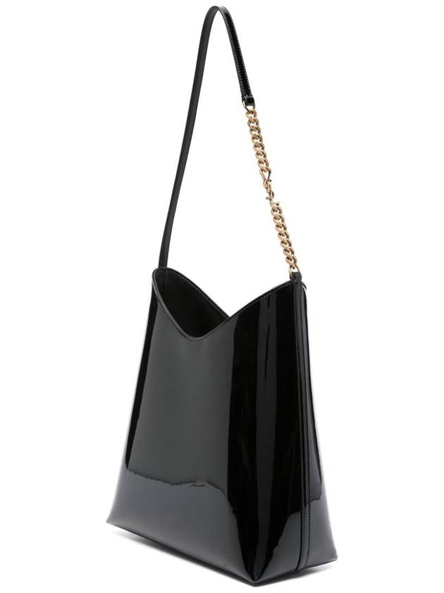 Luxury Saint Laurent Rendez-Vous Patent Leather Shoulder Bag Black