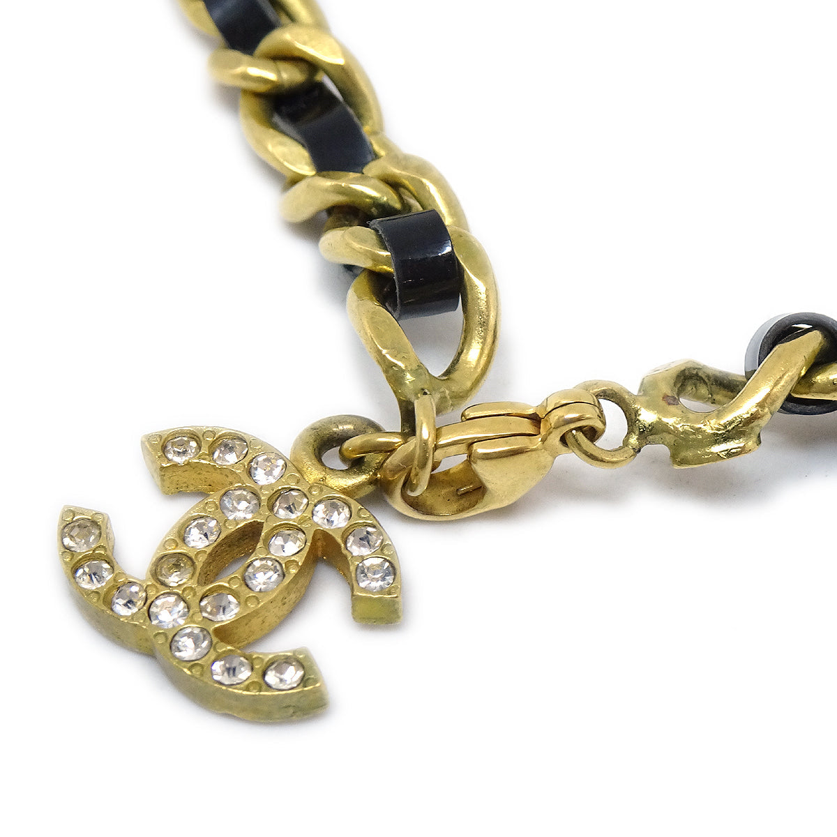 Luxury Chanel 1995 Spring Crystal & Gold CC Anklet 95P