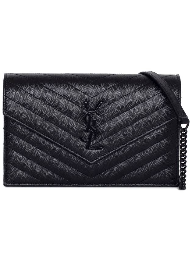 Luxury Saint Laurent Monogram Envelope Chain Small Wallet Cross Bag Black