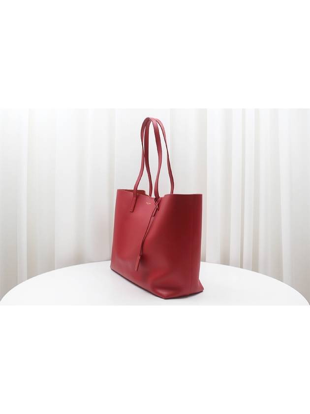 Luxury Saint Laurent Logo Soft Leather Pouch Shopper Bag Red 394195