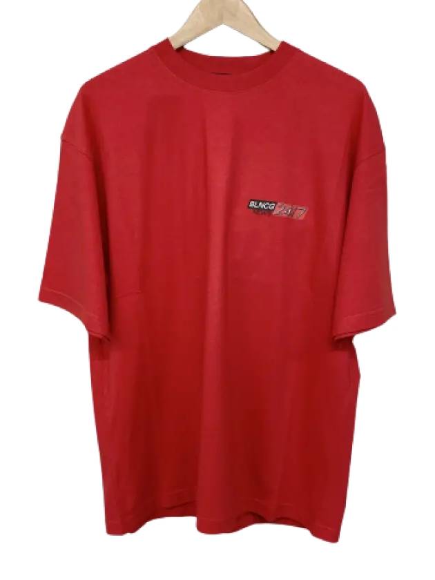 Luxury Balenciaga News Logo Print Short Sleeve T-Shirt Red
