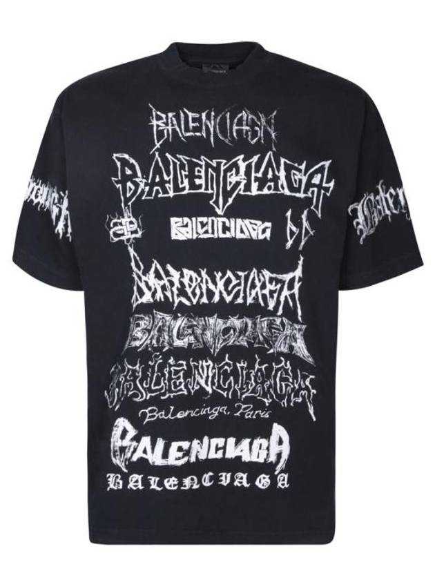 Luxury Balenciaga DIY Metal Cotton Short Sleeve T-Shirt Black