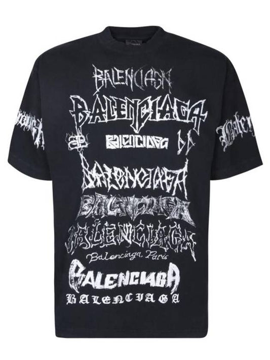 Luxury Balenciaga DIY Metal Cotton Short Sleeve T-Shirt Black