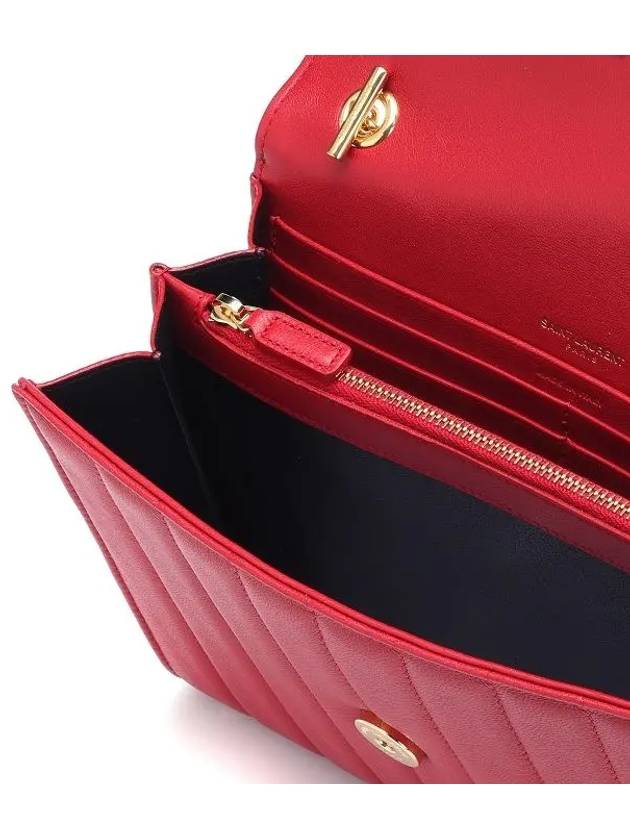 Luxury Saint Laurent Monogram Vicky Mini Shoulder Bag Red