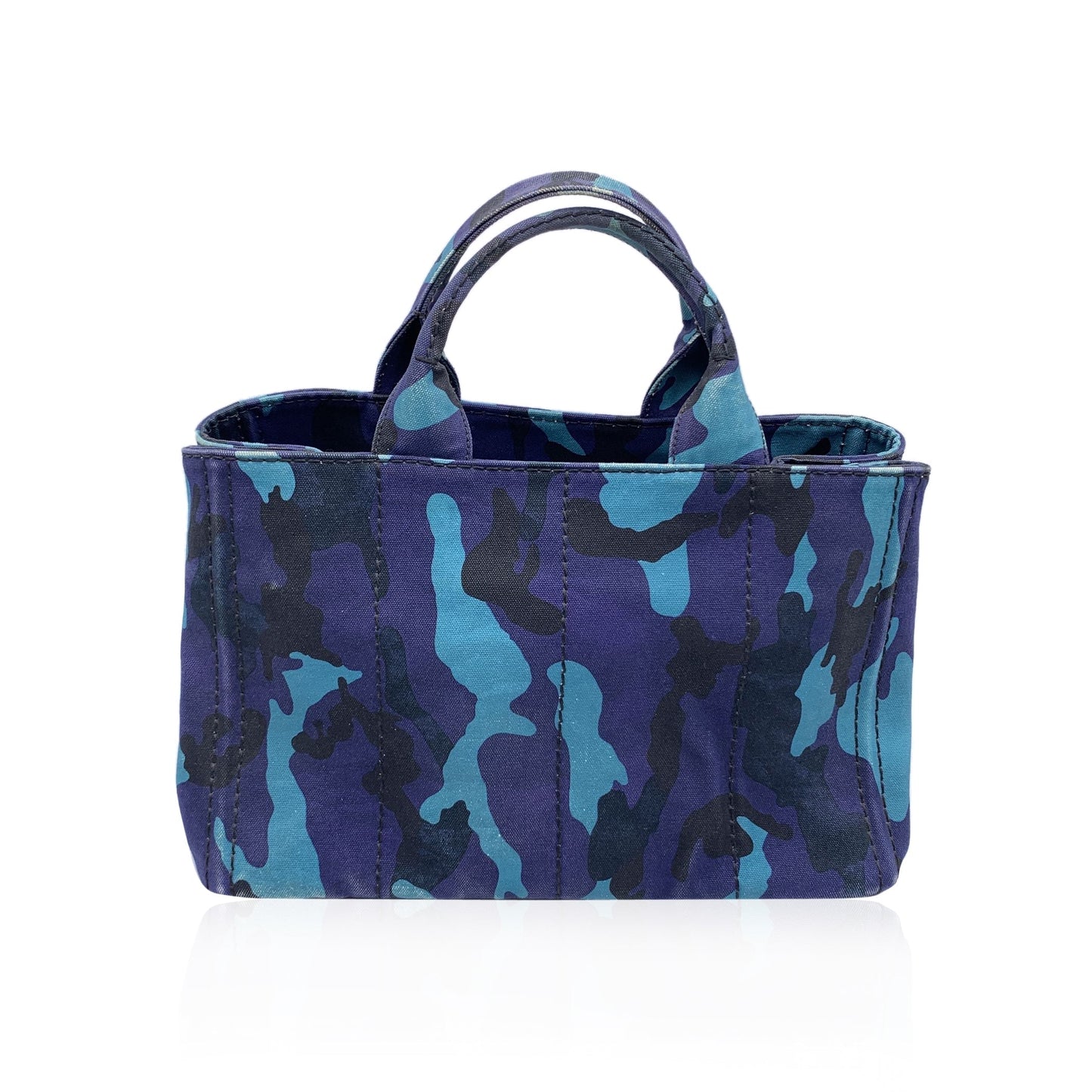 Luxury PradaBlue Camouflage Canvas Canapa Logo Tote Bag