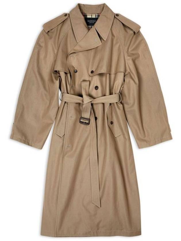Luxury Balenciaga Women's Oversized Shoulder Tab Trench Coat Beige