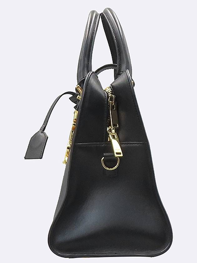 Luxury Saint Laurent PARIS 472469 Black Leather Cabas Gold Logo Tote Bag Shoulder Strap 2WAY