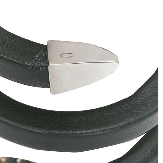 Luxury Bottega Veneta Spiral Coil forest leather cuff bracelet
