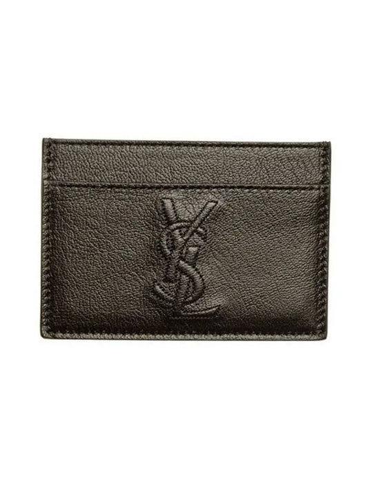 Luxury Saint Laurent Belle De Jour Stitch Logo Card Wallet Black