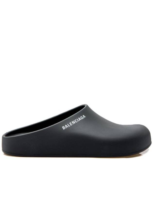 Luxury Balenciaga Logo Pool Closed Mule Black