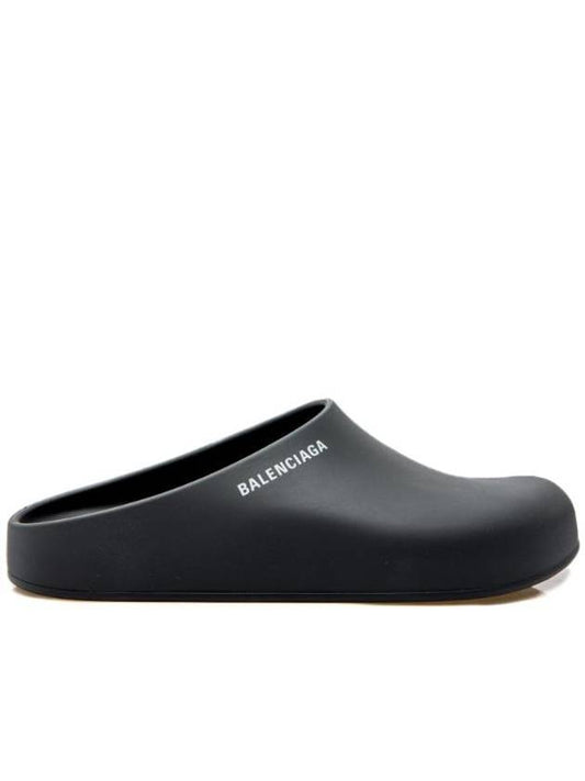 Luxury Balenciaga Logo Pool Closed Mule Black