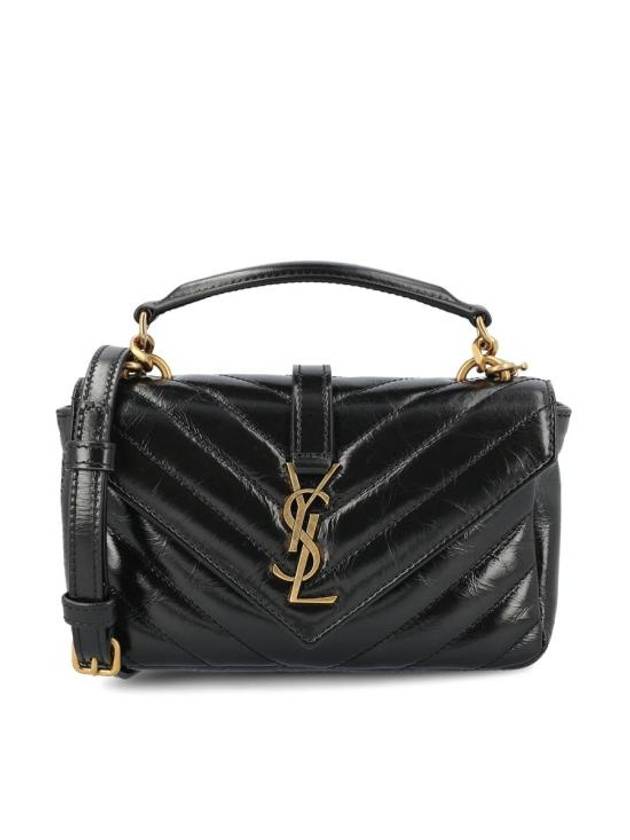 Luxury Saint Laurent Applique Logo Quilted Calf Leather Tote Bag Black