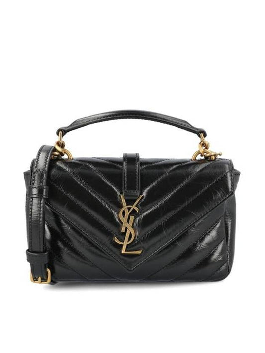 Luxury Saint Laurent Applique Logo Quilted Calf Leather Tote Bag Black