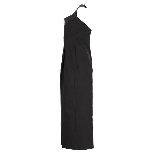 Luxury Bottega Veneta Corset Top Zipped Jumpsuit in Black Linen