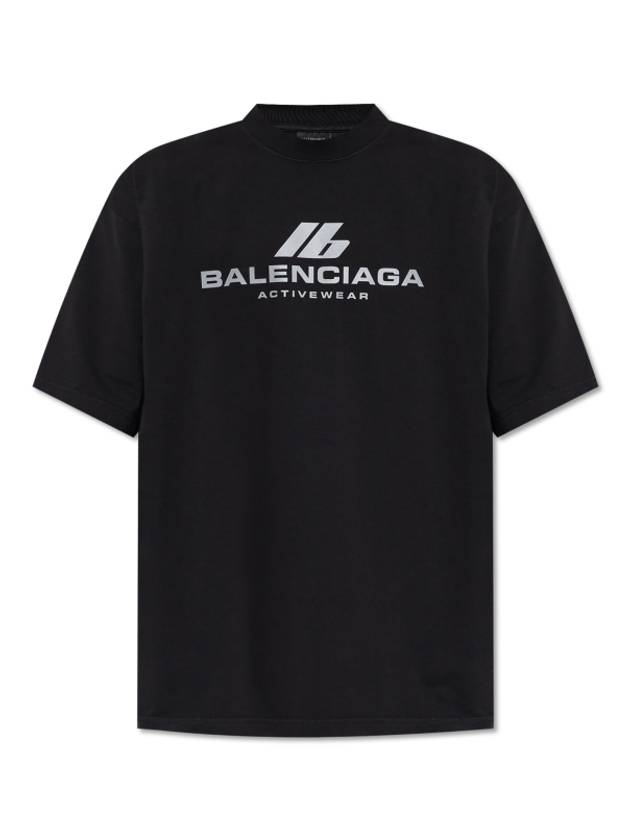 Luxury Balenciaga Activewear Medium Fit Short Sleeve T-Shirt Black