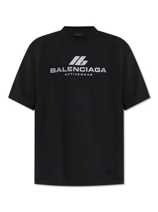 Luxury Balenciaga Activewear Medium Fit Short Sleeve T-Shirt Black