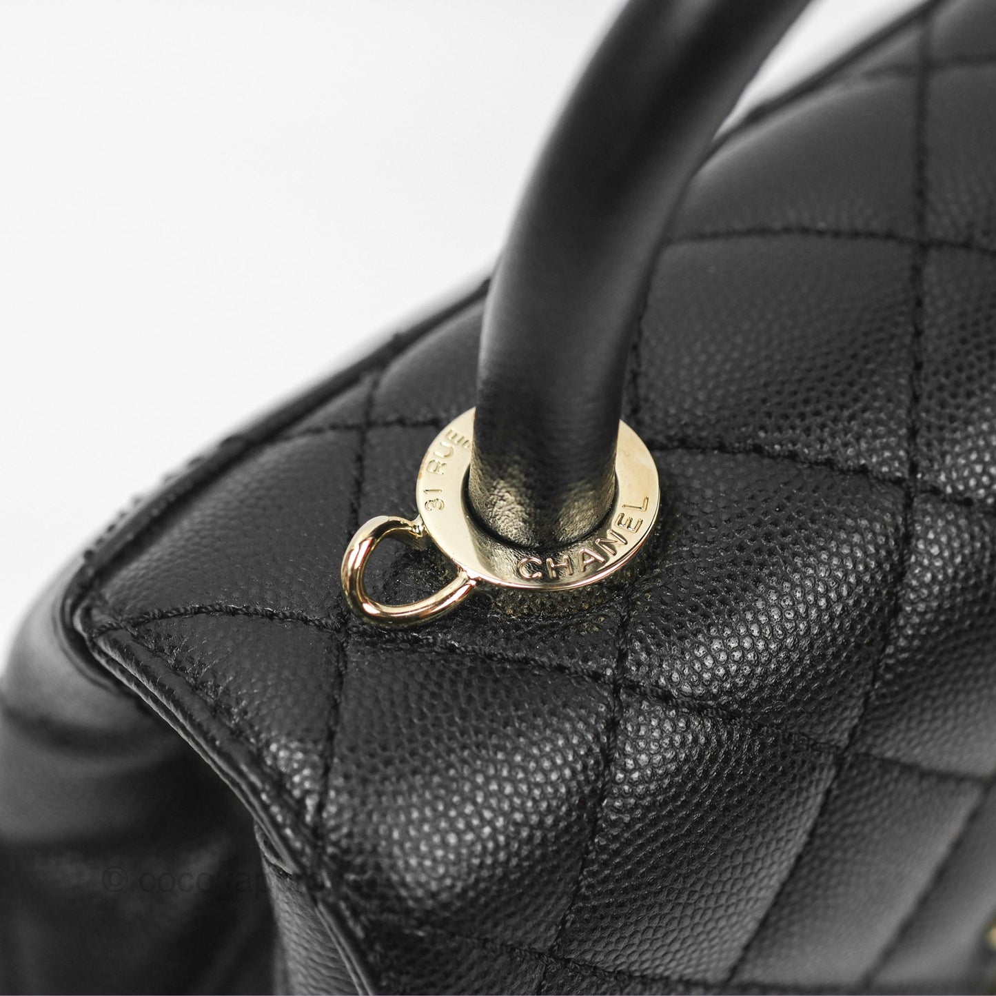 Chanel Mini Coco Handle Quilted Black Caviar Gold Hardware