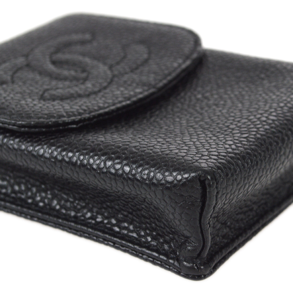 Luxury Chanel 1997-1999 Timeless Cigarette Case Caviar Black