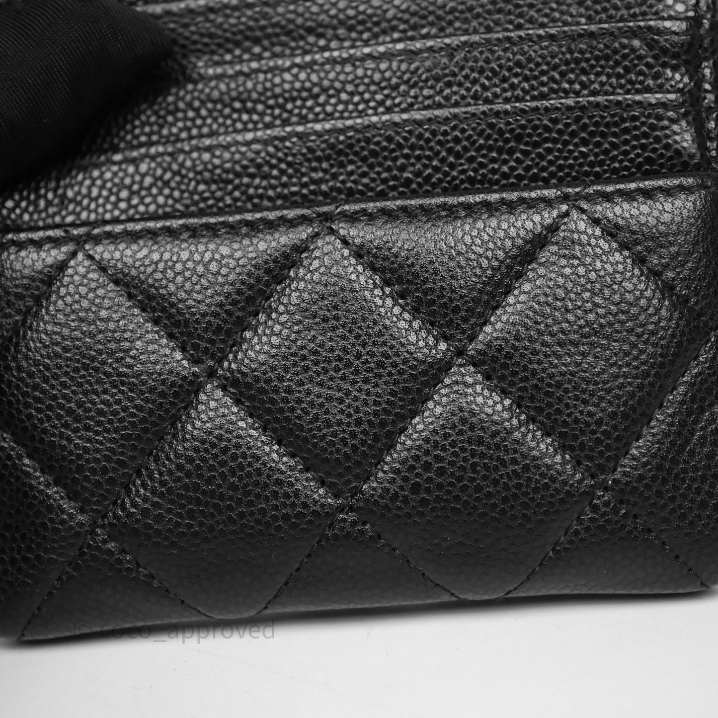 Chanel Quilted Classic Zip Card Holder Wallet Black Caviar Gold Hardware