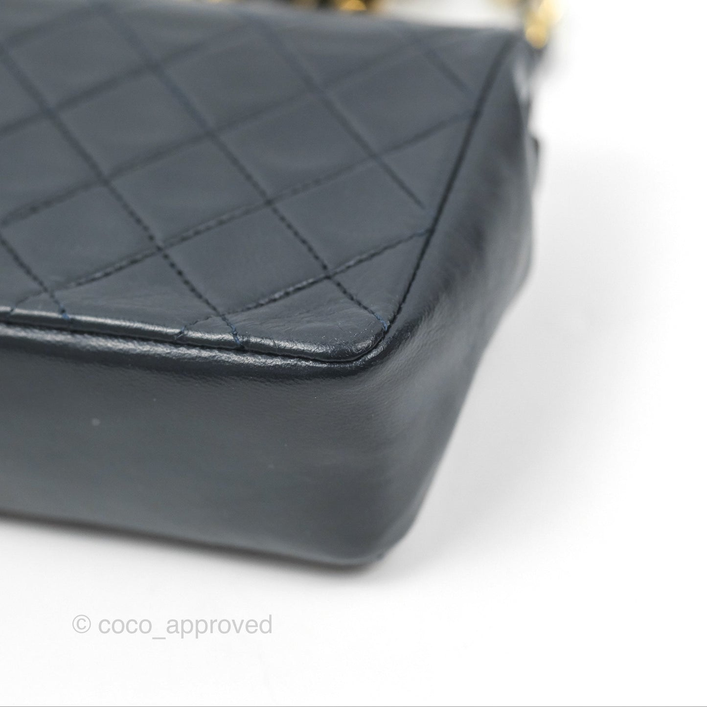 Chanel Mini Dark Navy Lambskin Flap Shoulder Bag 24K Gold Hardware