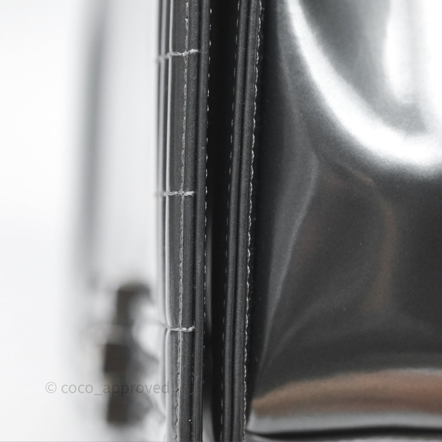 Chanel Medium Boy Metallic Dark Grey Iridescent Glazed Calfskin Ruthenium Hardware