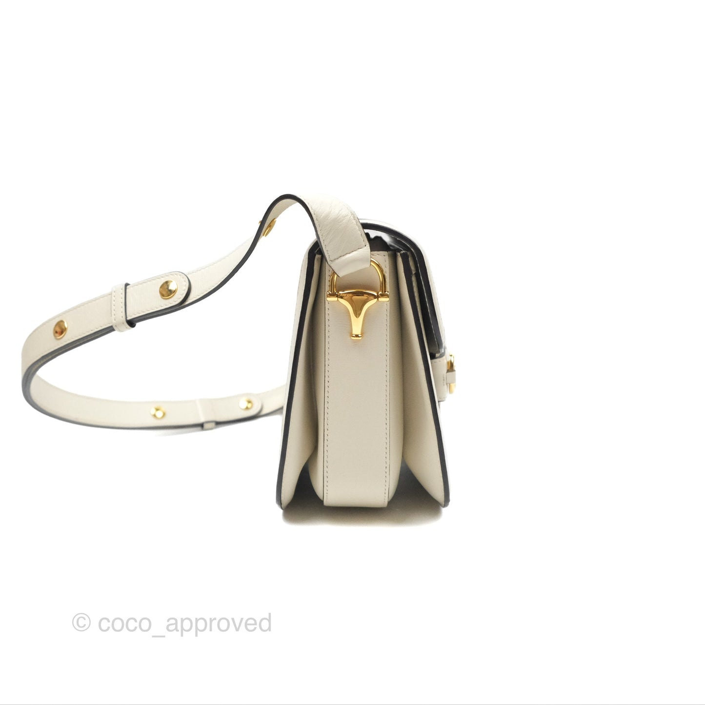 Gucci Horsebit 1955 GG Supreme Canvas White Shoulder Bag Gold Hardware