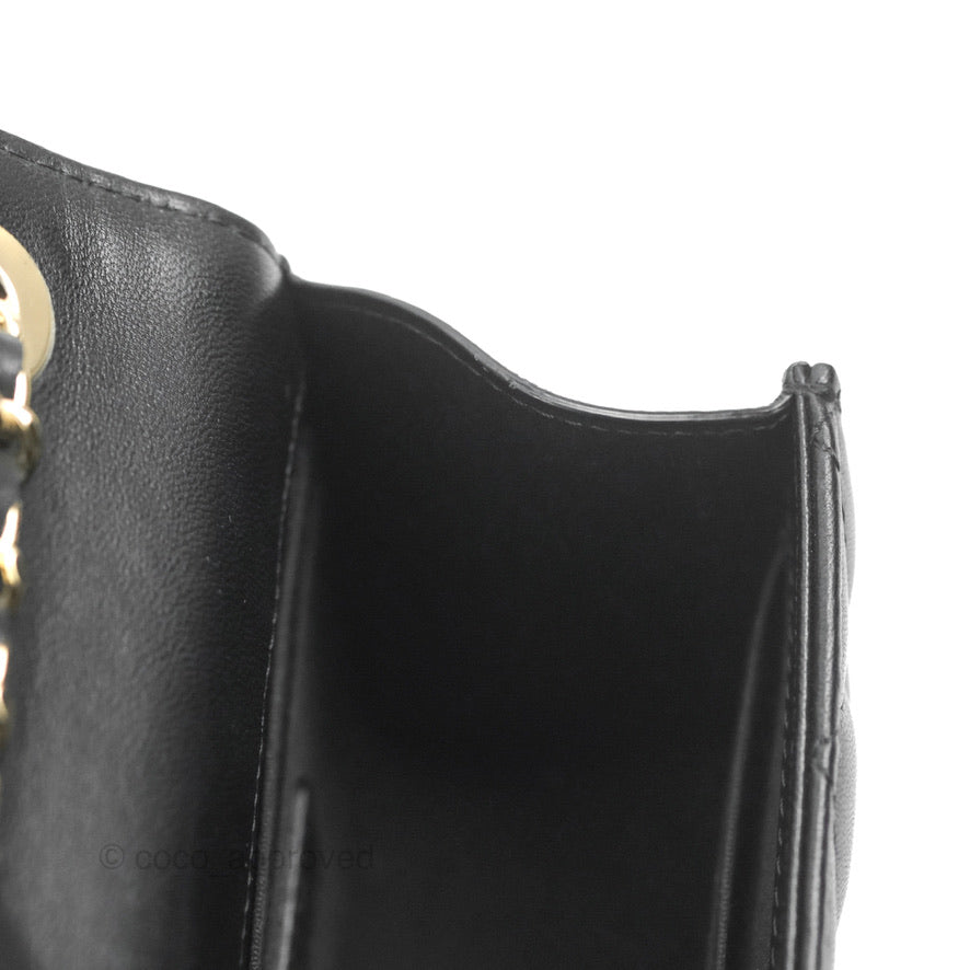 Chanel Mini Quilted Trendy CC Clutch With Chain Black Lambskin Gold Hardware