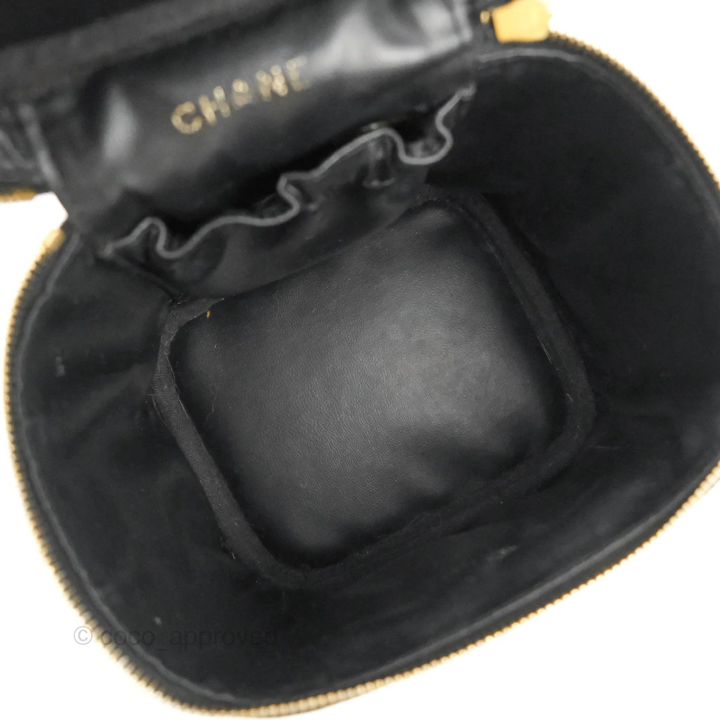 Chanel Vintage Vanity Case Black Caviar Gold Hardware
