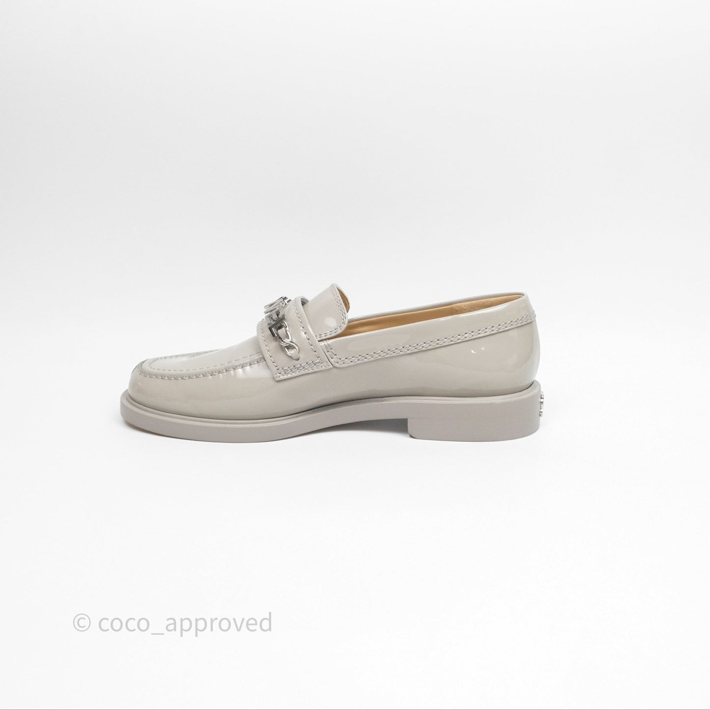 Chanel Patent Calfskin Light Grey Loafers 23A Size 37