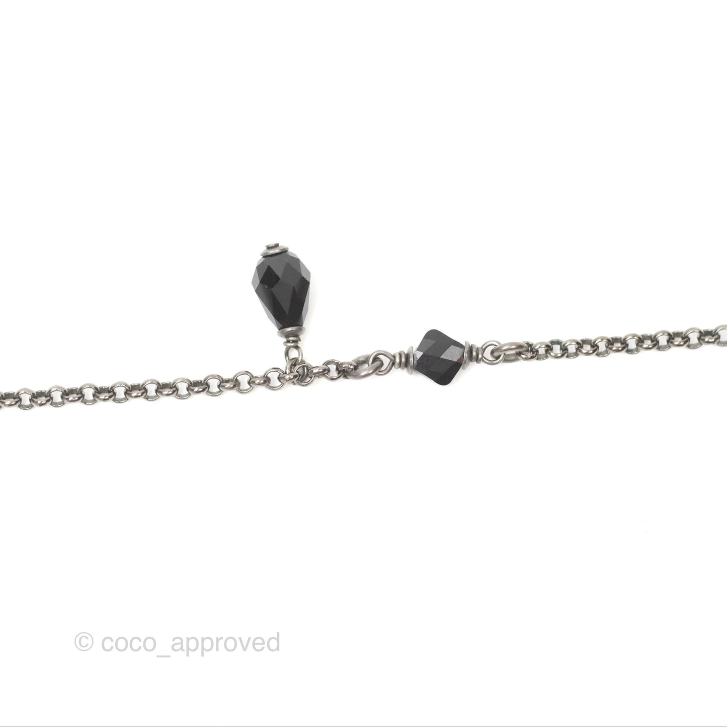 Chanel Black Resin CC Necklace Ruthenium Tone 18S