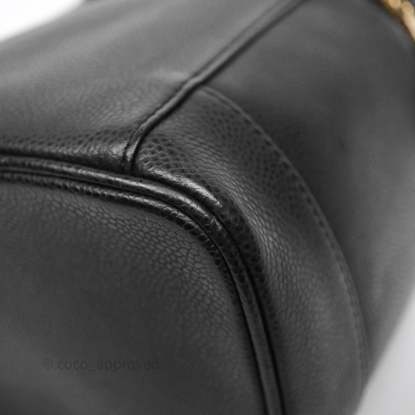 Chanel Vintage Vanity Case Black Caviar Gold Hardware