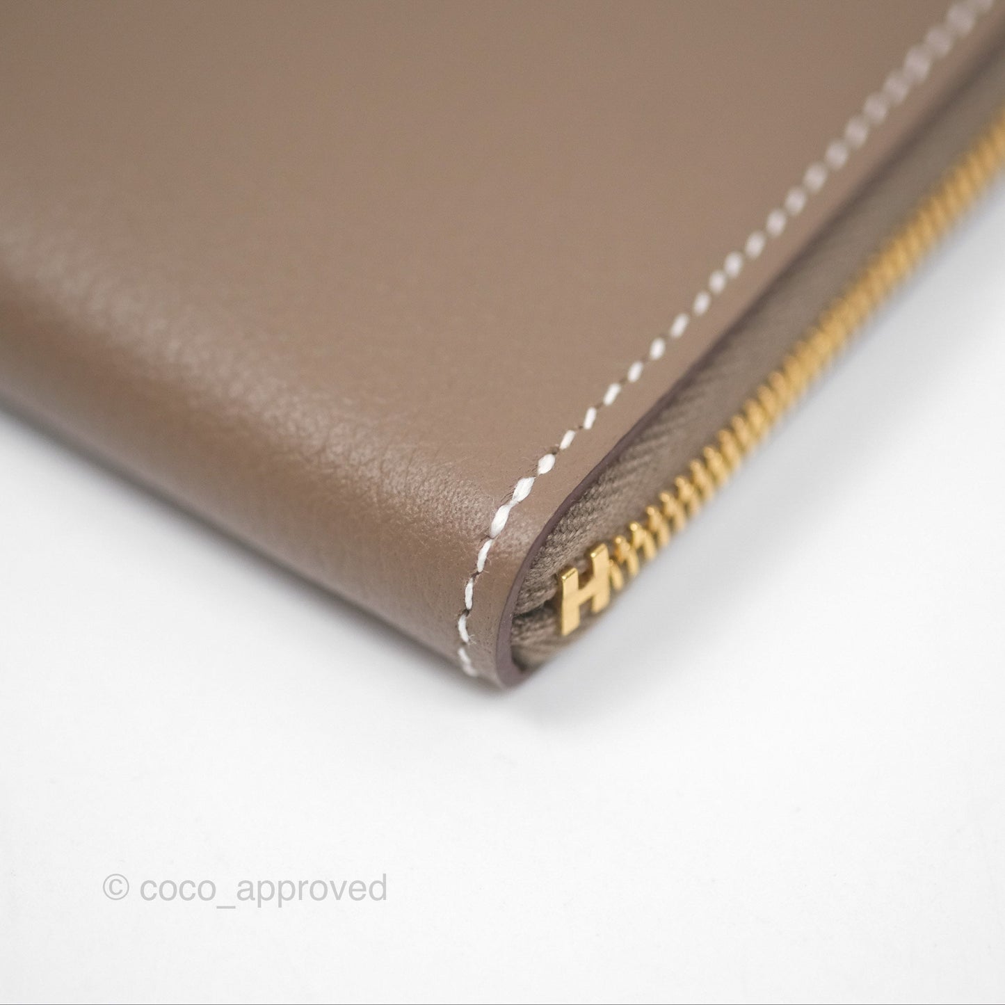 Hermès Zipengo Chaine d'Ancre Compact Card Holder Etoupe 18 Evercolor Gold Hardware