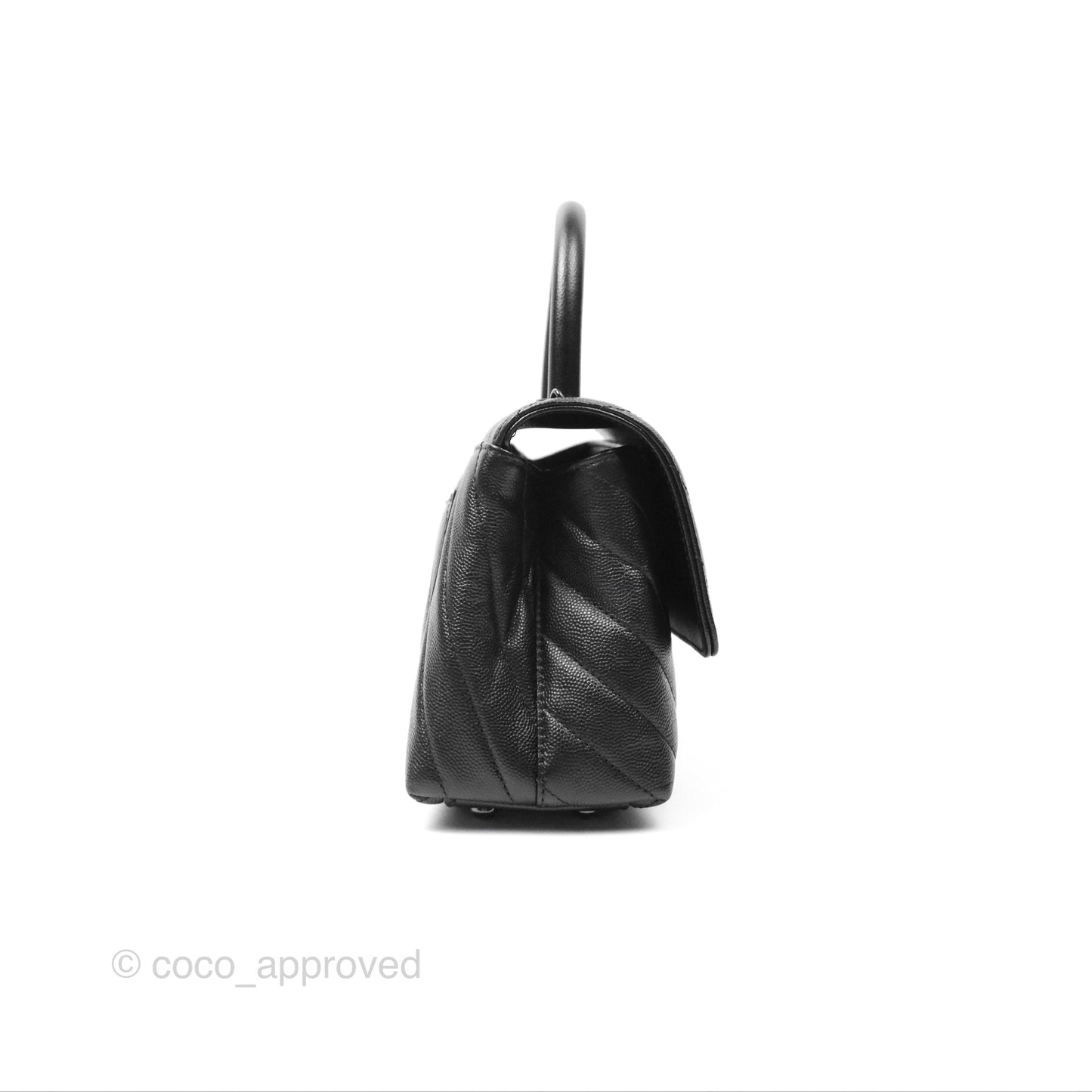 Chanel Small Coco Handle Chevron So Black Caviar
