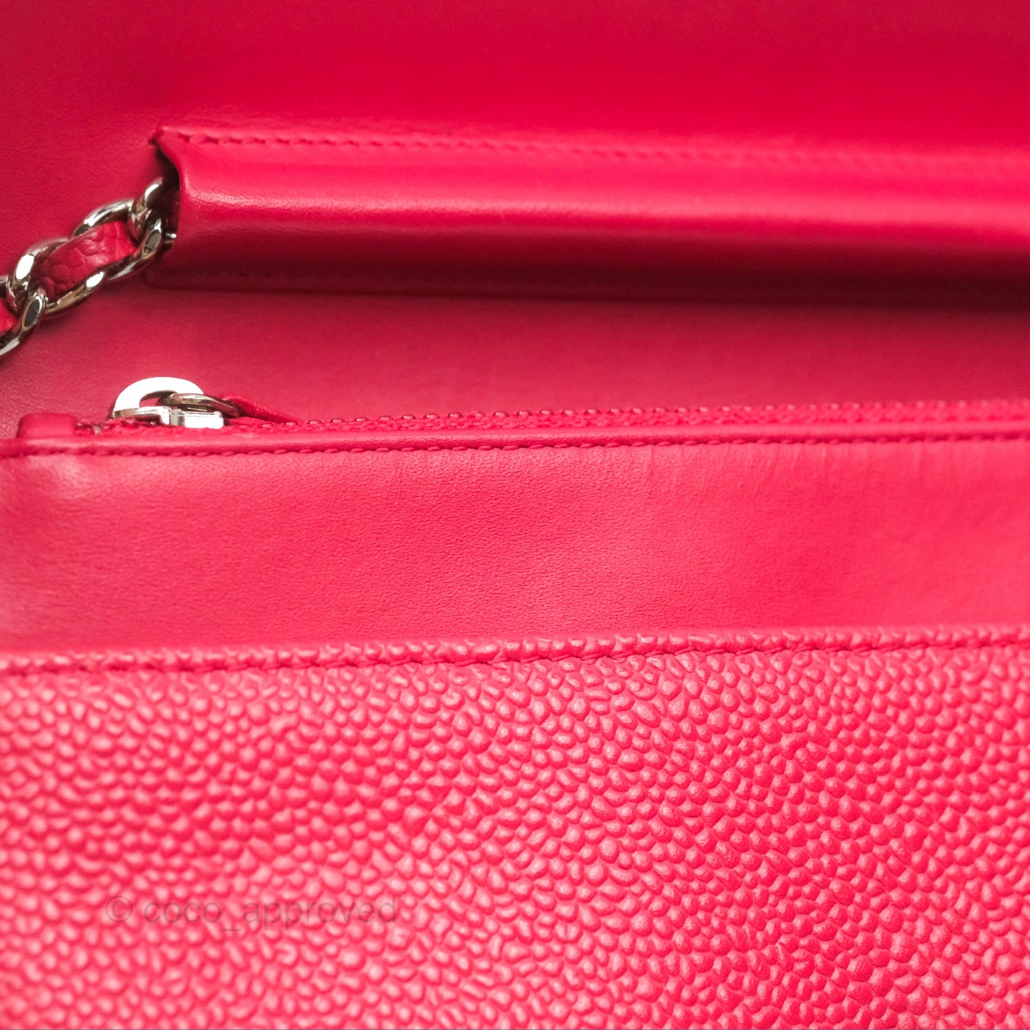 Chanel CC Wallet On Chain WOC Dark Pink Caviar Silver Hardware