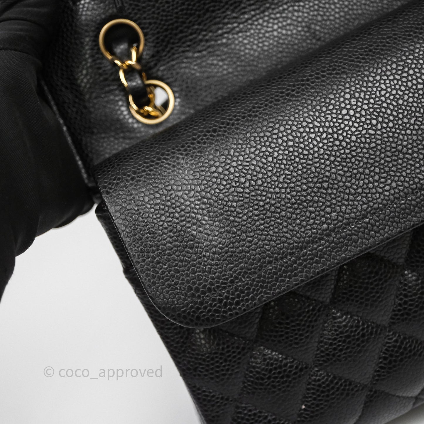 Chanel Classic M/L Medium Flap Quilted Black Caviar Gold Hardware