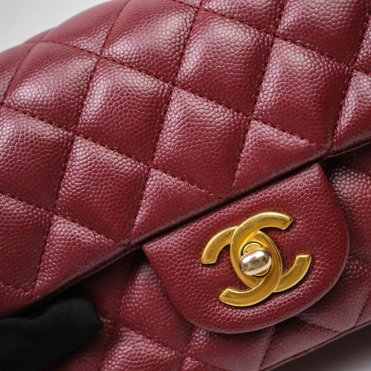 Chanel Classic Quilted Mini Rectangular Flap Burgundy Caviar Aged Gold Hardware