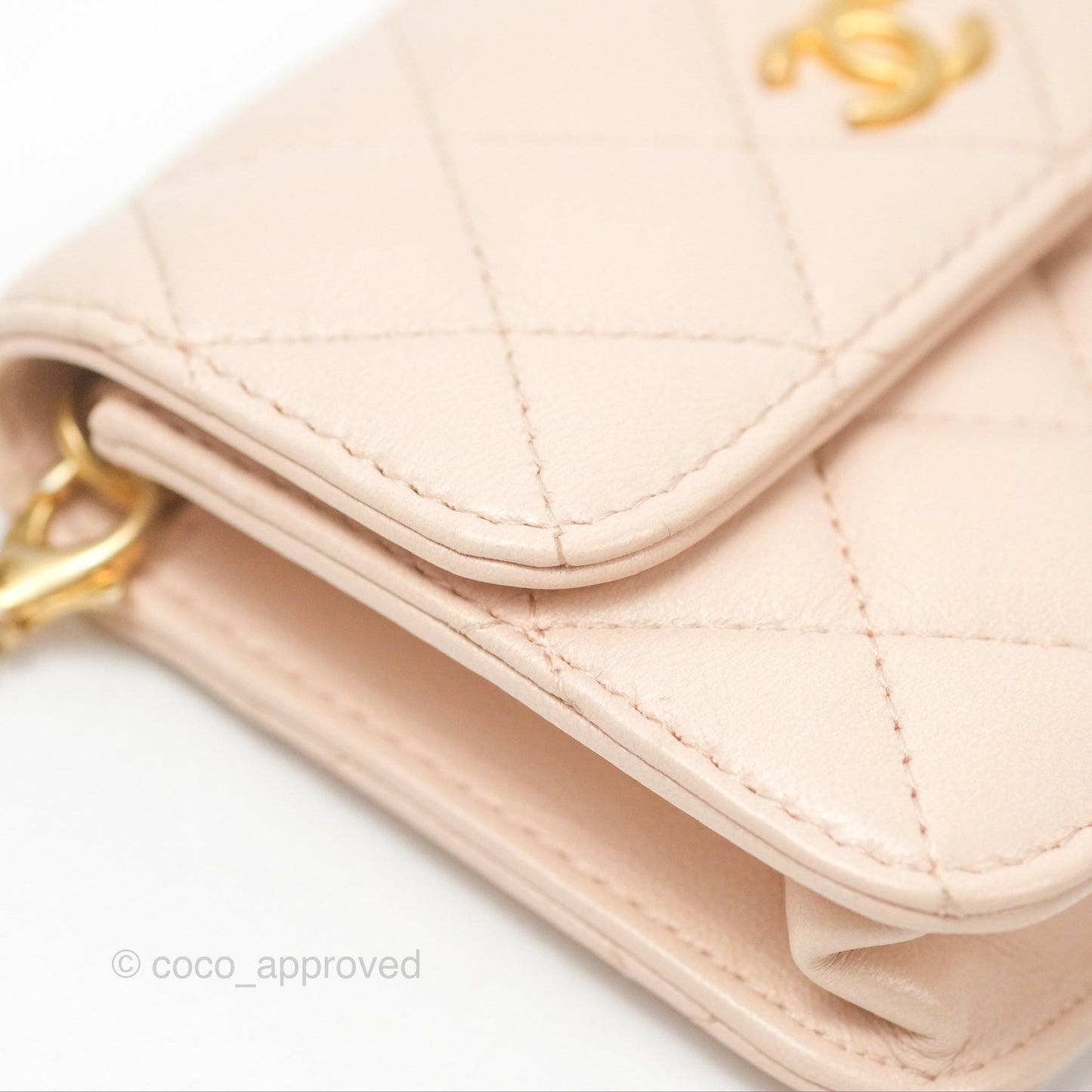 Chanel Mini Pearl Crush Clutch With Chain Belt Rose Clair Pink Aged Gold Hardware