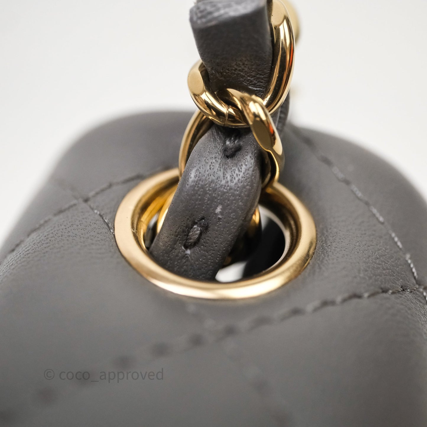 Chanel Mini Square Quilted Grey Lambskin Gold Hardware