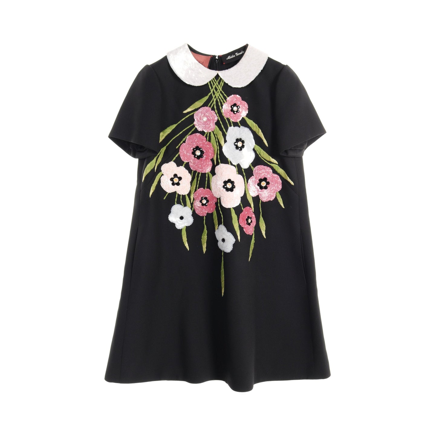 Luxury Gucci Trending 2025 One piece Floral pattern Silk Wool Black White Multicolor Sequin