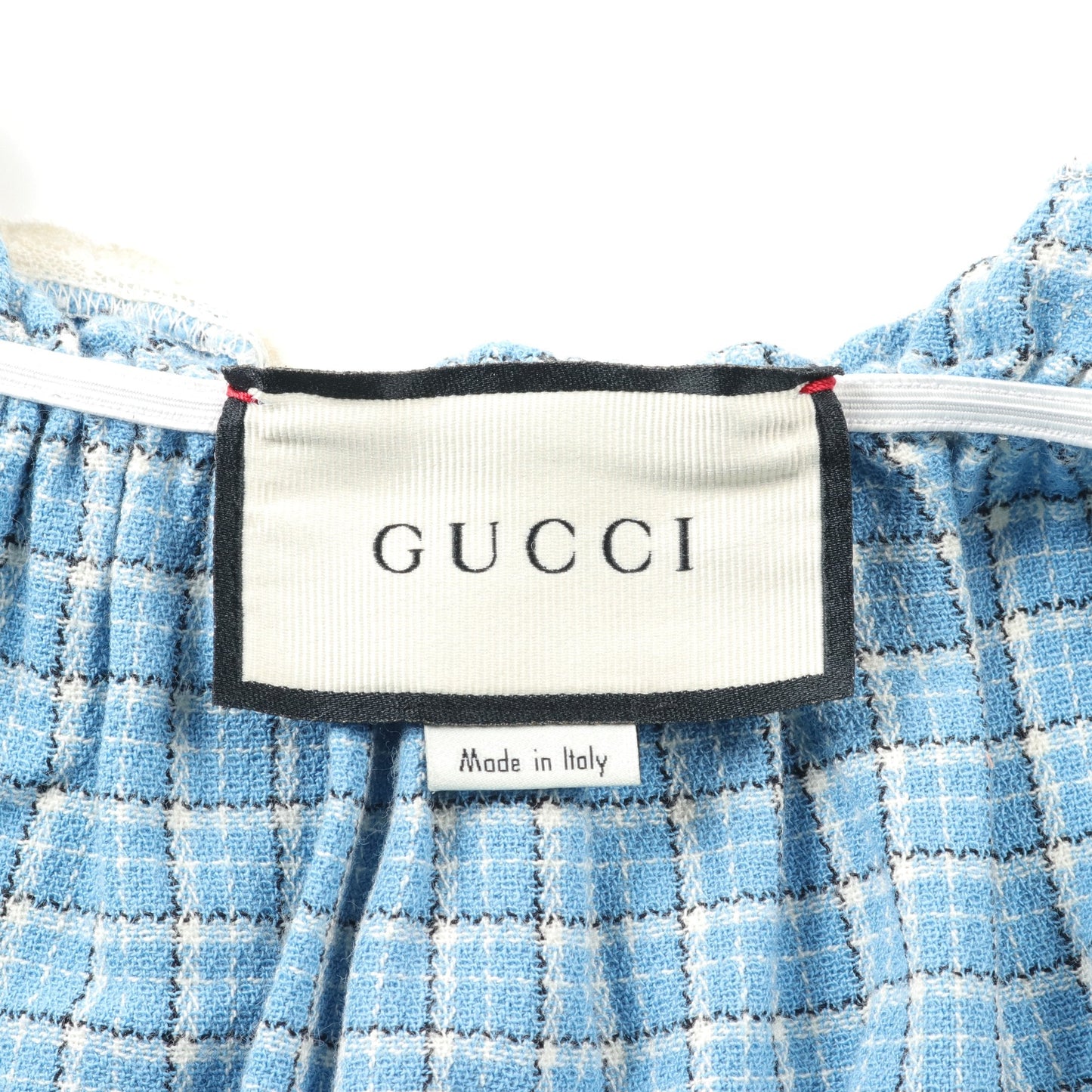 Luxury Gucci Trending 2025 One piece Check Cotton Light blue White Multicolor