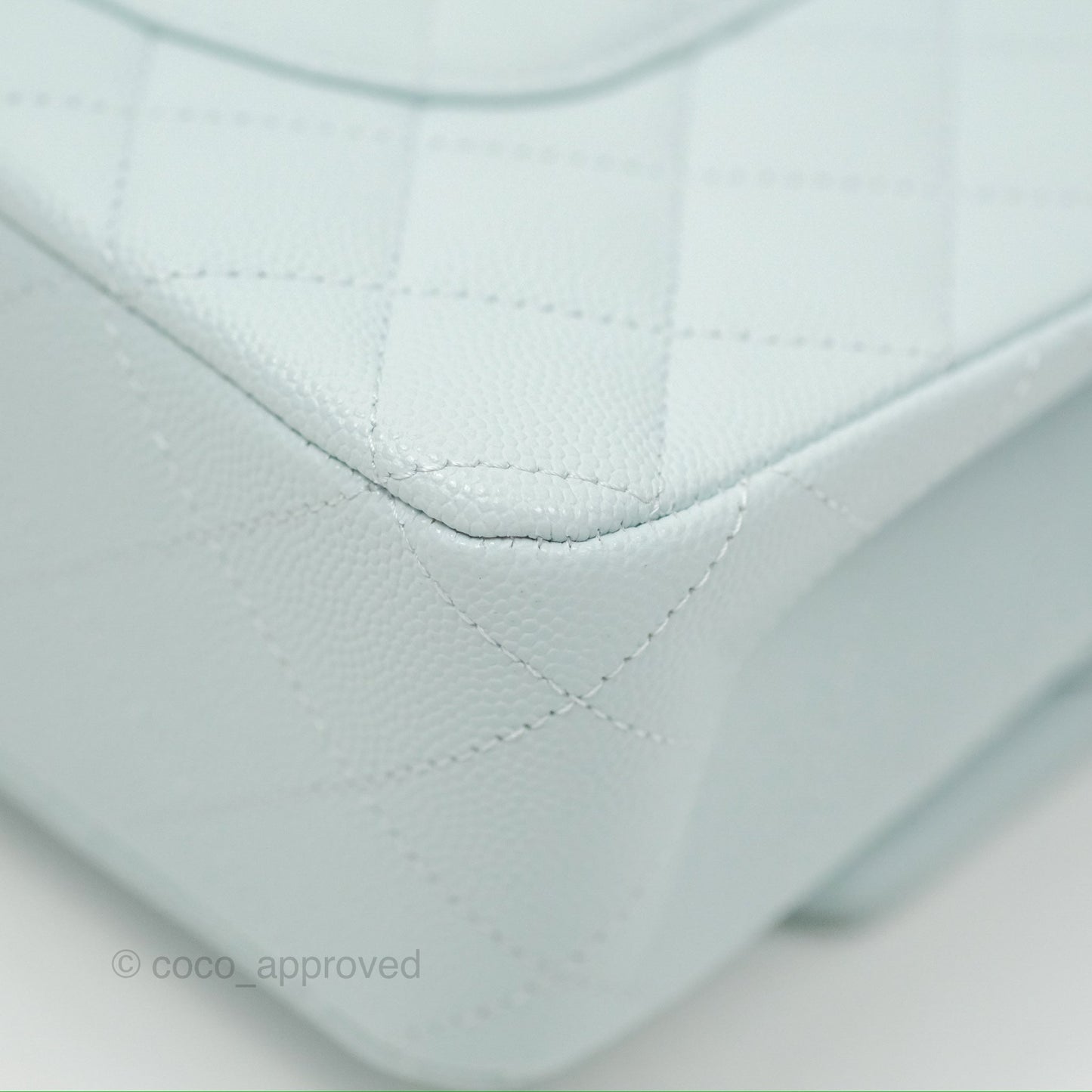 Chanel Medium Classic Flap Quilted Pale Blue Caviar Silver Hardware