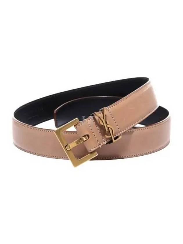Luxury Saint Laurent Monogram Logo Belt Beige